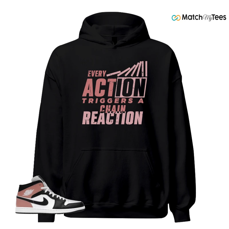 NIKE AIR JORDAN 1 MID WHITE RUST PINK BLACK SNEAKER Matching Tees hoodie
