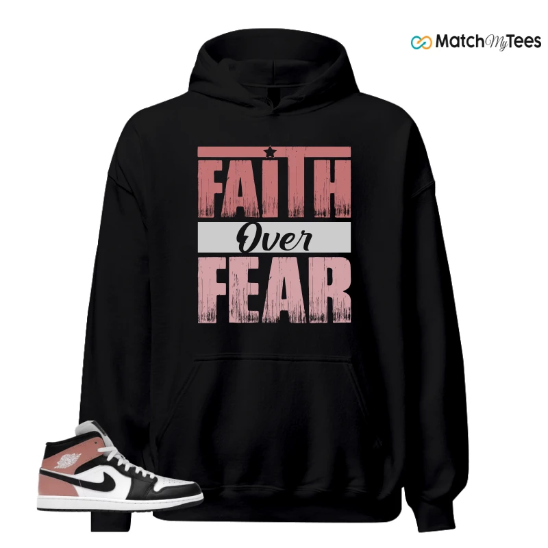 NIKE AIR JORDAN 1 MID WHITE RUST PINK BLACK SNEAKER Matching Tees hoodie