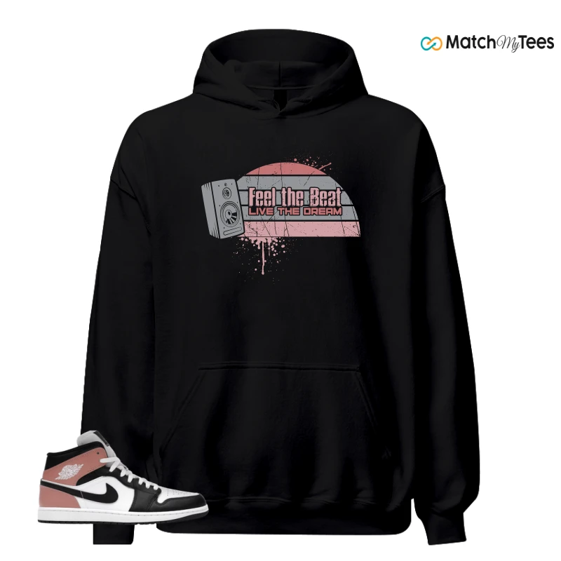 NIKE AIR JORDAN 1 MID WHITE RUST PINK BLACK SNEAKER Matching Tees hoodie