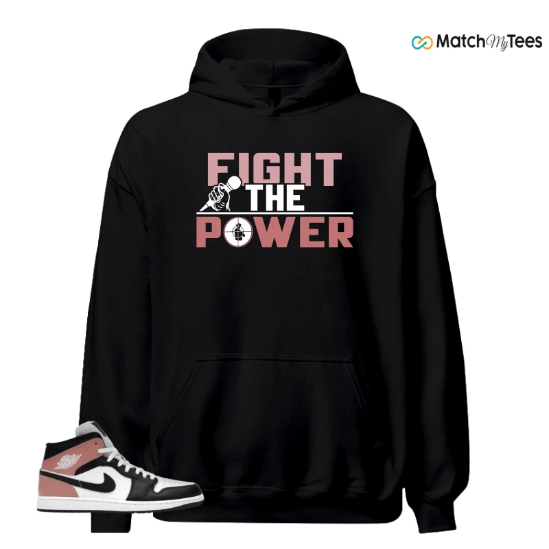 NIKE AIR JORDAN 1 MID WHITE RUST PINK BLACK SNEAKER Matching Tees hoodie