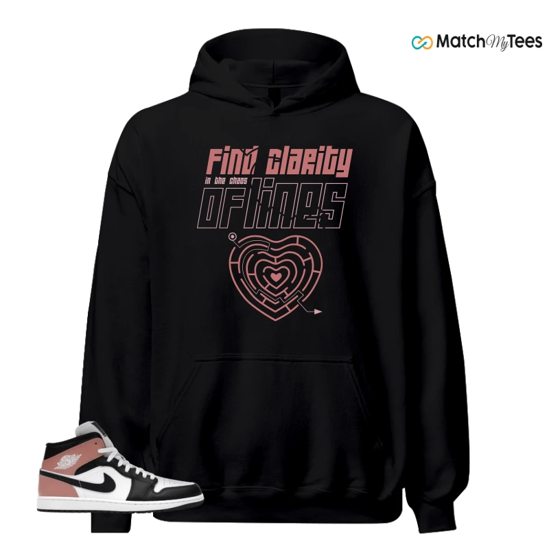 NIKE AIR JORDAN 1 MID WHITE RUST PINK BLACK SNEAKER Matching Tees hoodie