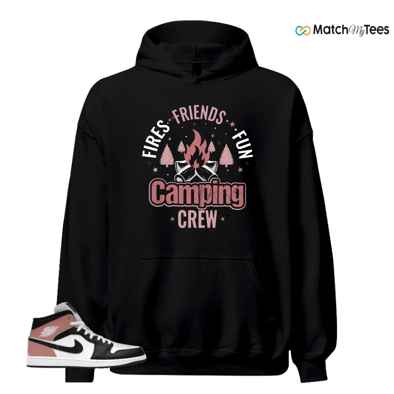 NIKE AIR JORDAN 1 MID WHITE RUST PINK BLACK SNEAKER Matching Tees hoodie