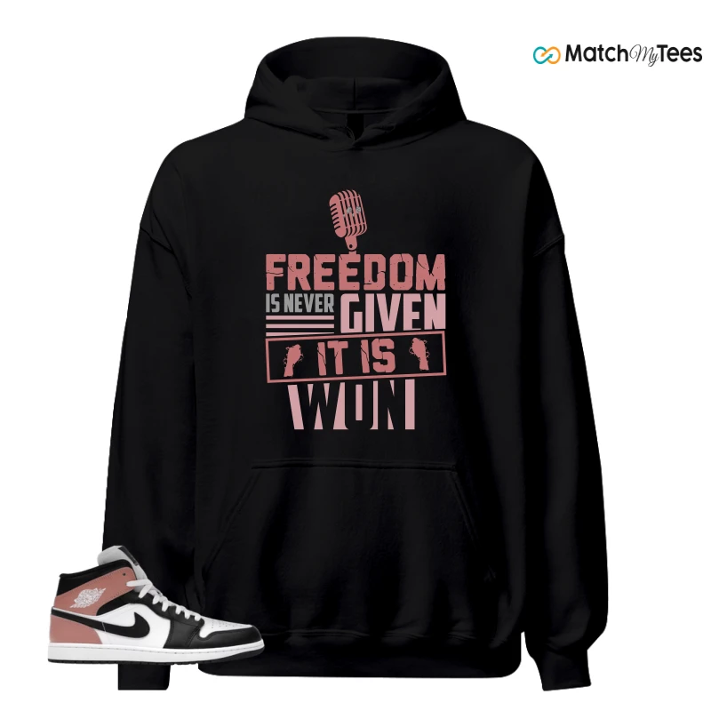 NIKE AIR JORDAN 1 MID WHITE RUST PINK BLACK SNEAKER Matching Tees hoodie