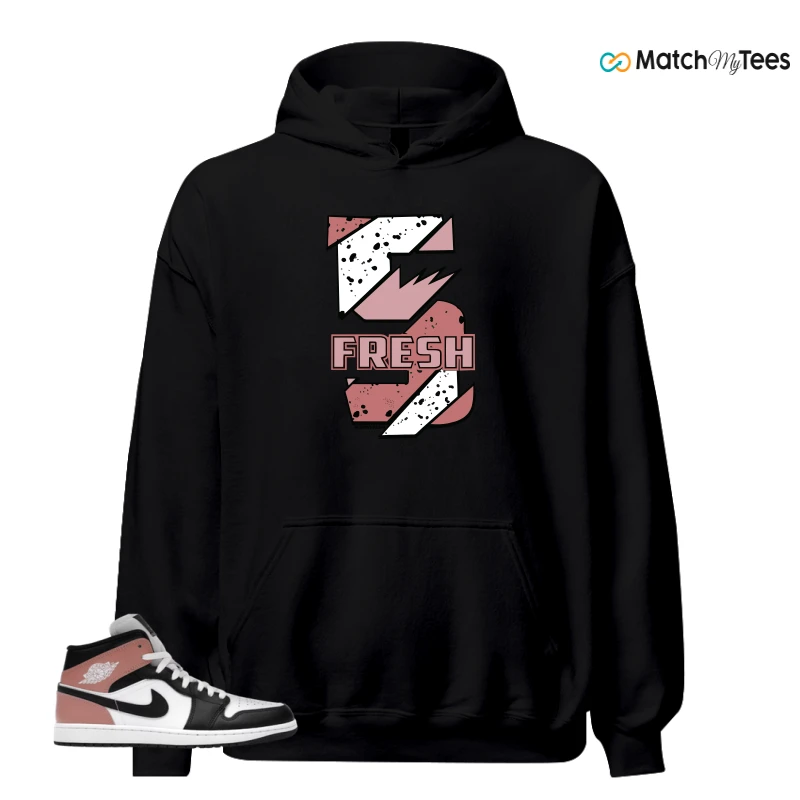 NIKE AIR JORDAN 1 MID WHITE RUST PINK BLACK SNEAKER Matching Tees hoodie