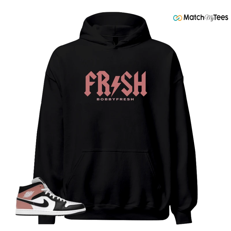 NIKE AIR JORDAN 1 MID WHITE RUST PINK BLACK SNEAKER Matching Tees hoodie