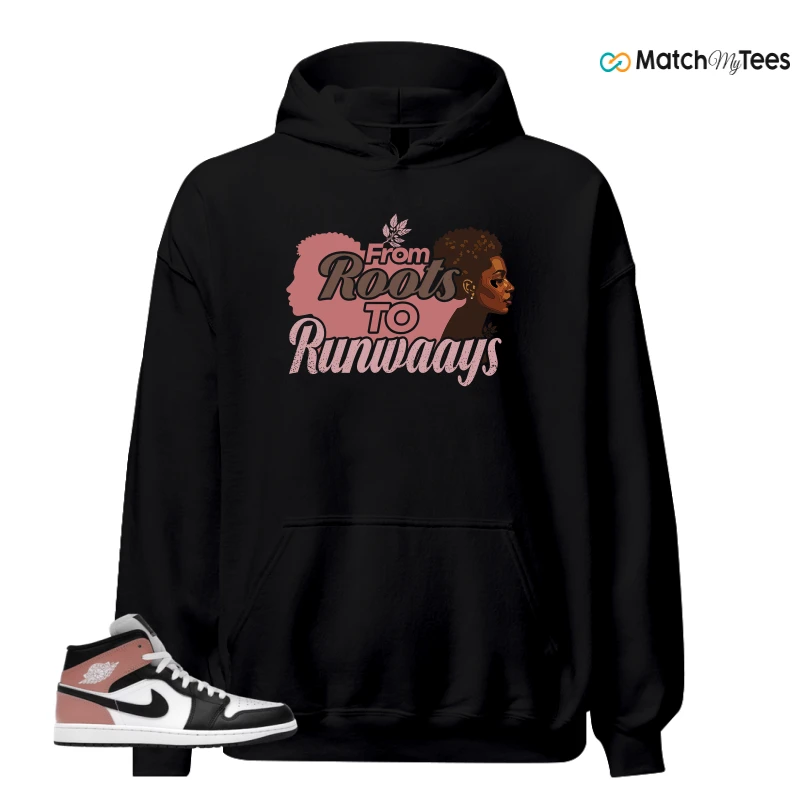 NIKE AIR JORDAN 1 MID WHITE RUST PINK BLACK SNEAKER Matching Tees hoodie