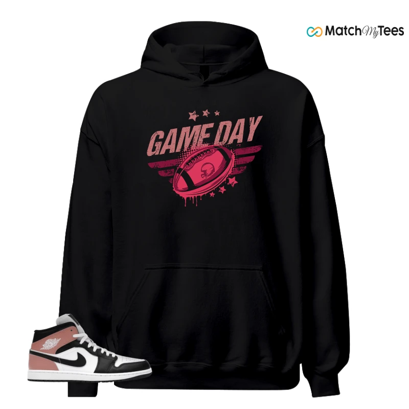NIKE AIR JORDAN 1 MID WHITE RUST PINK BLACK SNEAKER Matching Tees hoodie