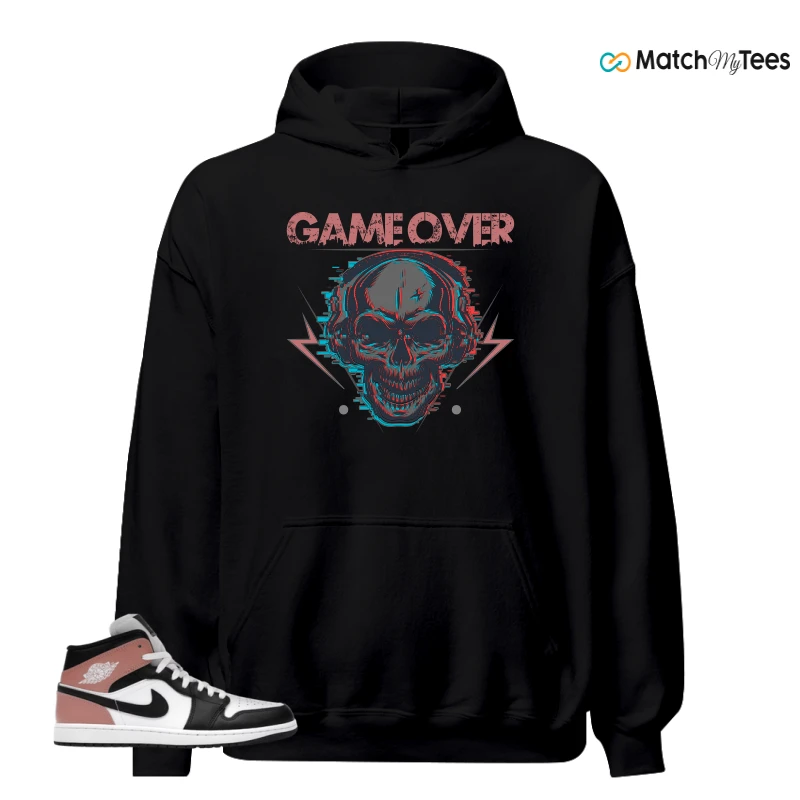 NIKE AIR JORDAN 1 MID WHITE RUST PINK BLACK SNEAKER Matching Tees hoodie