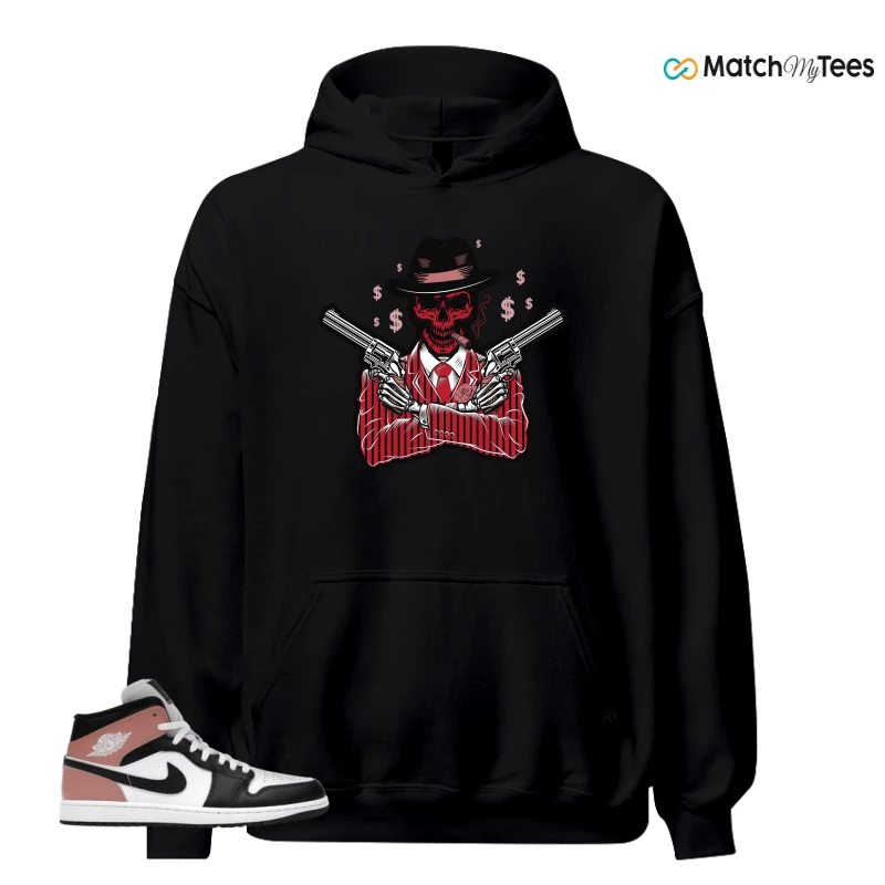 NIKE AIR JORDAN 1 MID WHITE RUST PINK BLACK SNEAKER Matching Tees hoodie