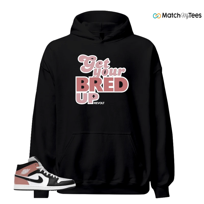 NIKE AIR JORDAN 1 MID WHITE RUST PINK BLACK SNEAKER Matching Tees hoodie