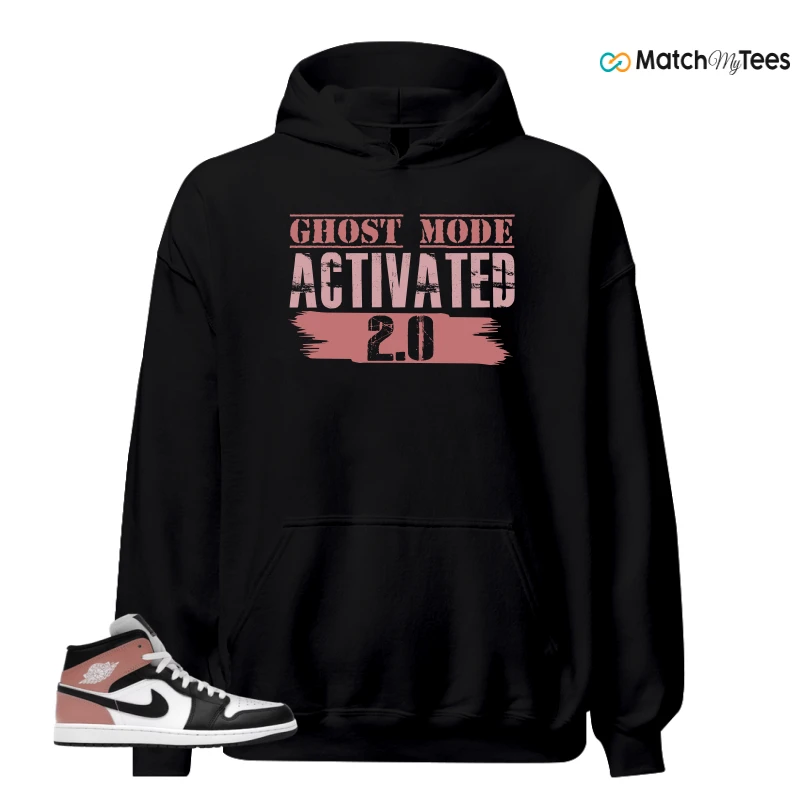 NIKE AIR JORDAN 1 MID WHITE RUST PINK BLACK SNEAKER Matching Tees hoodie