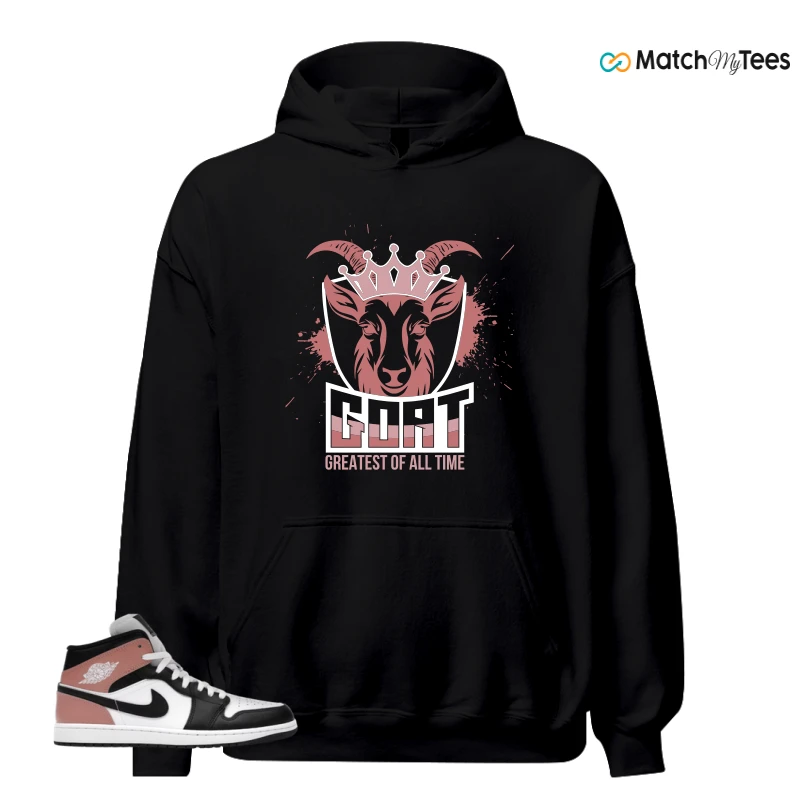 NIKE AIR JORDAN 1 MID WHITE RUST PINK BLACK SNEAKER Matching Tees hoodie