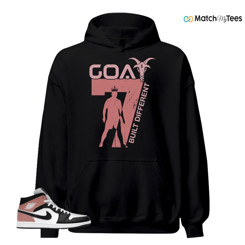 NIKE AIR JORDAN 1 MID WHITE RUST PINK BLACK SNEAKER Matching Tees hoodie