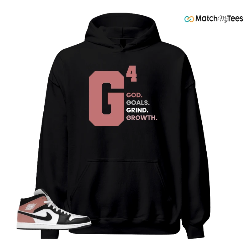 NIKE AIR JORDAN 1 MID WHITE RUST PINK BLACK SNEAKER Matching Tees hoodie