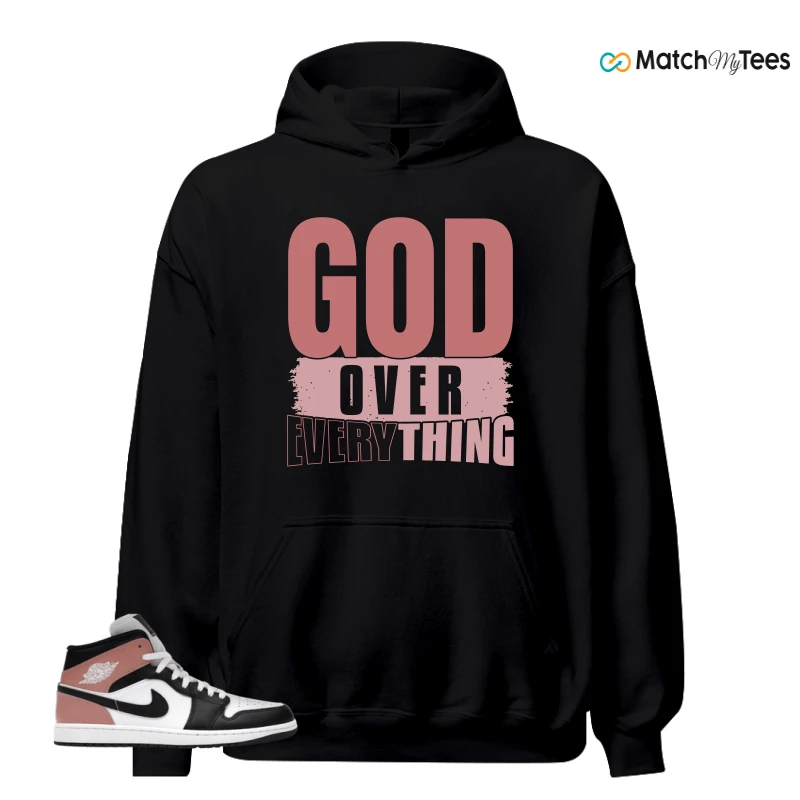 NIKE AIR JORDAN 1 MID WHITE RUST PINK BLACK SNEAKER Matching Tees hoodie