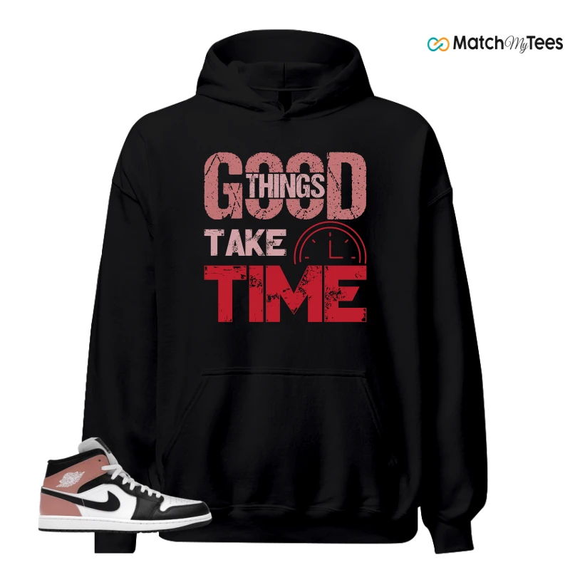 NIKE AIR JORDAN 1 MID WHITE RUST PINK BLACK SNEAKER Matching Tees hoodie