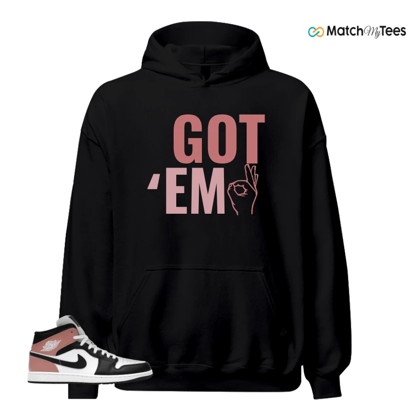 NIKE AIR JORDAN 1 MID WHITE RUST PINK BLACK SNEAKER Matching Tees hoodie