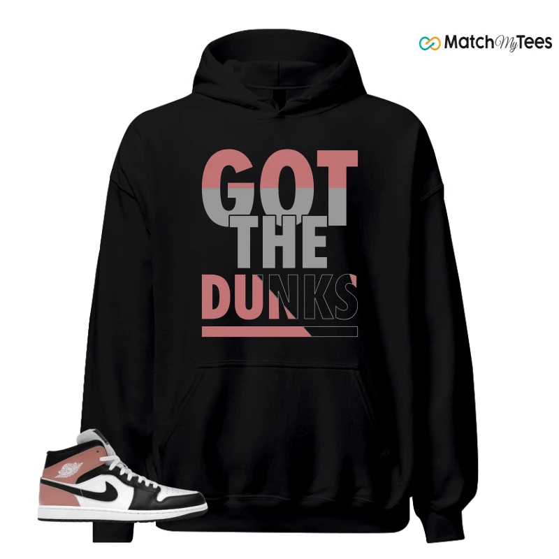 NIKE AIR JORDAN 1 MID WHITE RUST PINK BLACK SNEAKER Matching Tees hoodie