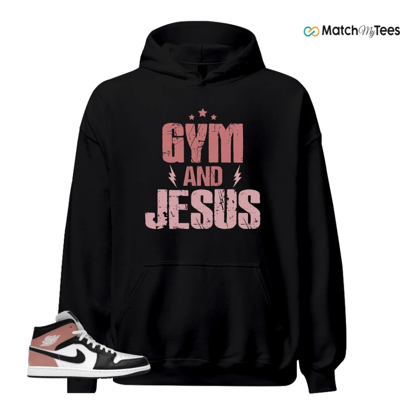 NIKE AIR JORDAN 1 MID WHITE RUST PINK BLACK SNEAKER Matching Tees hoodie