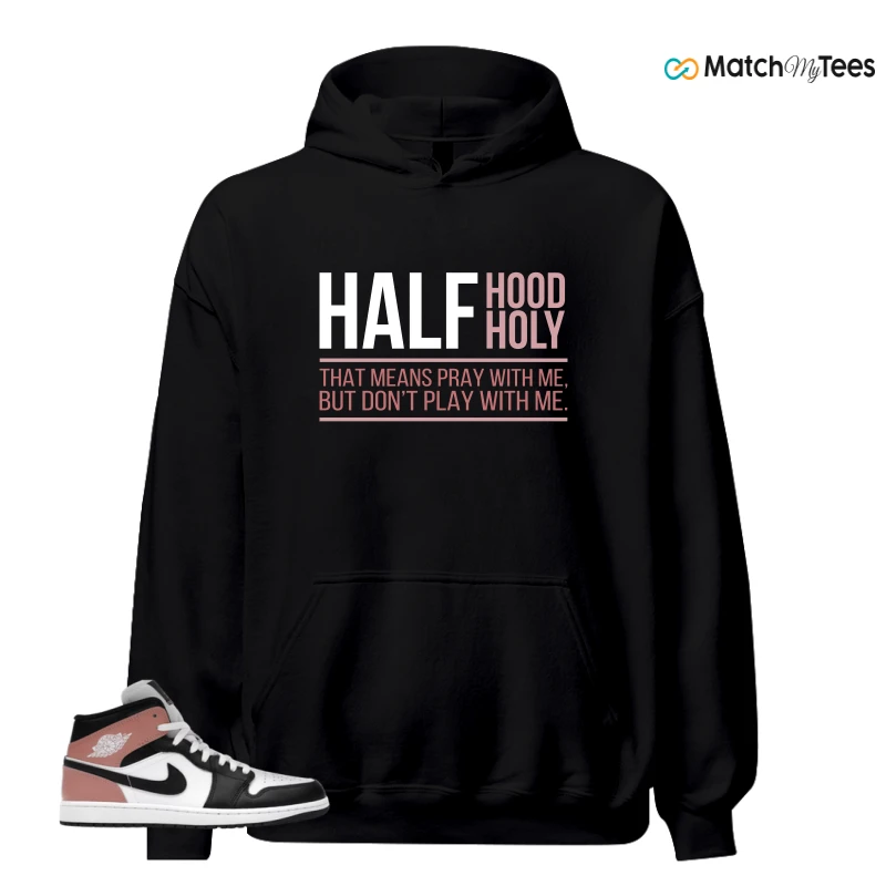 NIKE AIR JORDAN 1 MID WHITE RUST PINK BLACK SNEAKER Matching Tees hoodie