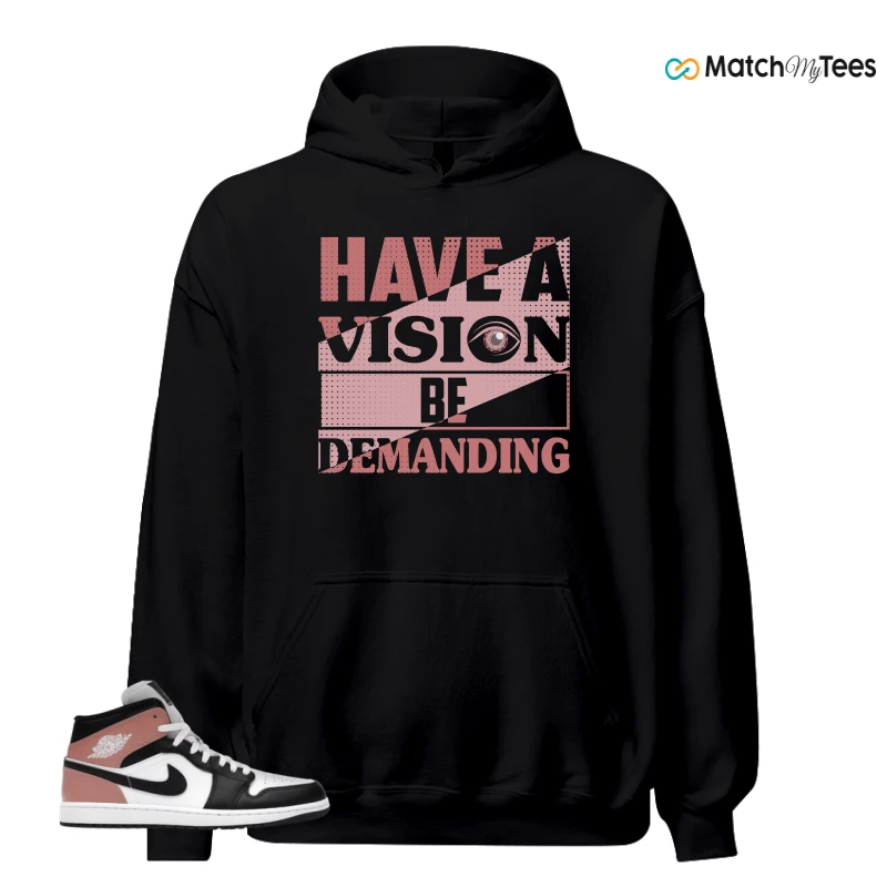 NIKE AIR JORDAN 1 MID WHITE RUST PINK BLACK SNEAKER Matching Tees hoodie