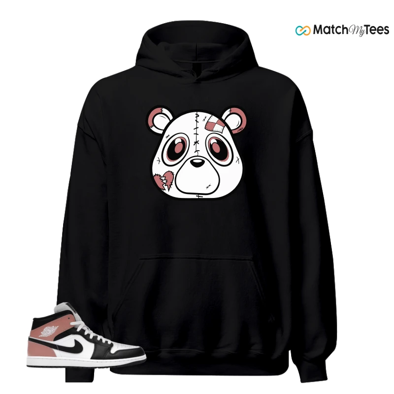 NIKE AIR JORDAN 1 MID WHITE RUST PINK BLACK SNEAKER Matching Tees hoodie