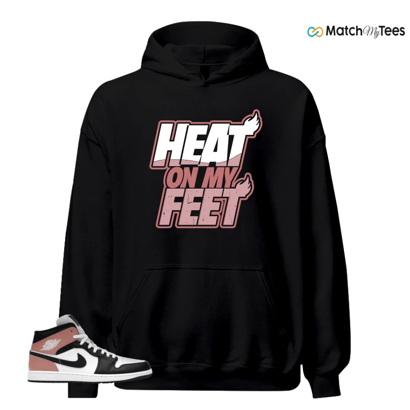 NIKE AIR JORDAN 1 MID WHITE RUST PINK BLACK SNEAKER Matching Tees hoodie