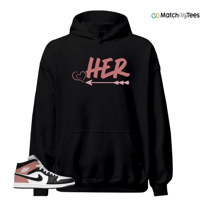 NIKE AIR JORDAN 1 MID WHITE RUST PINK BLACK SNEAKER Matching Tees hoodie