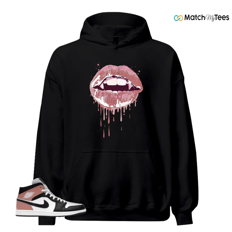 NIKE AIR JORDAN 1 MID WHITE RUST PINK BLACK SNEAKER Matching Tees hoodie