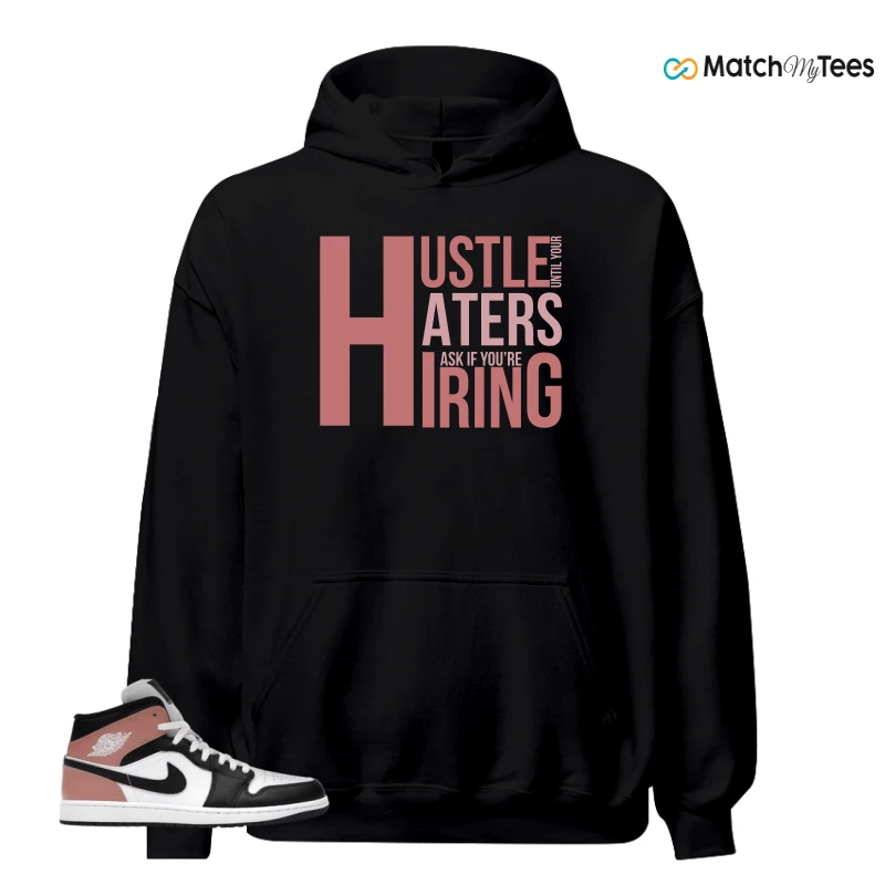 NIKE AIR JORDAN 1 MID WHITE RUST PINK BLACK SNEAKER Matching Tees hoodie
