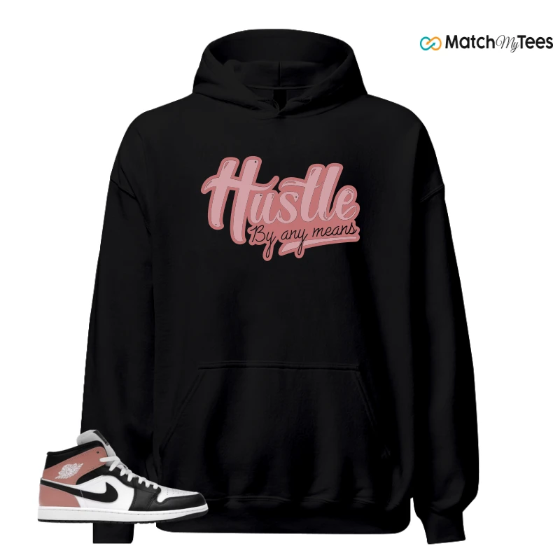 NIKE AIR JORDAN 1 MID WHITE RUST PINK BLACK SNEAKER Matching Tees hoodie
