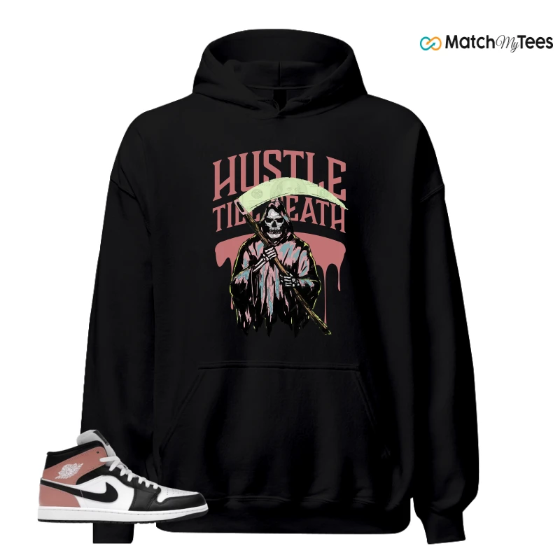 NIKE AIR JORDAN 1 MID WHITE RUST PINK BLACK SNEAKER Matching Tees hoodie