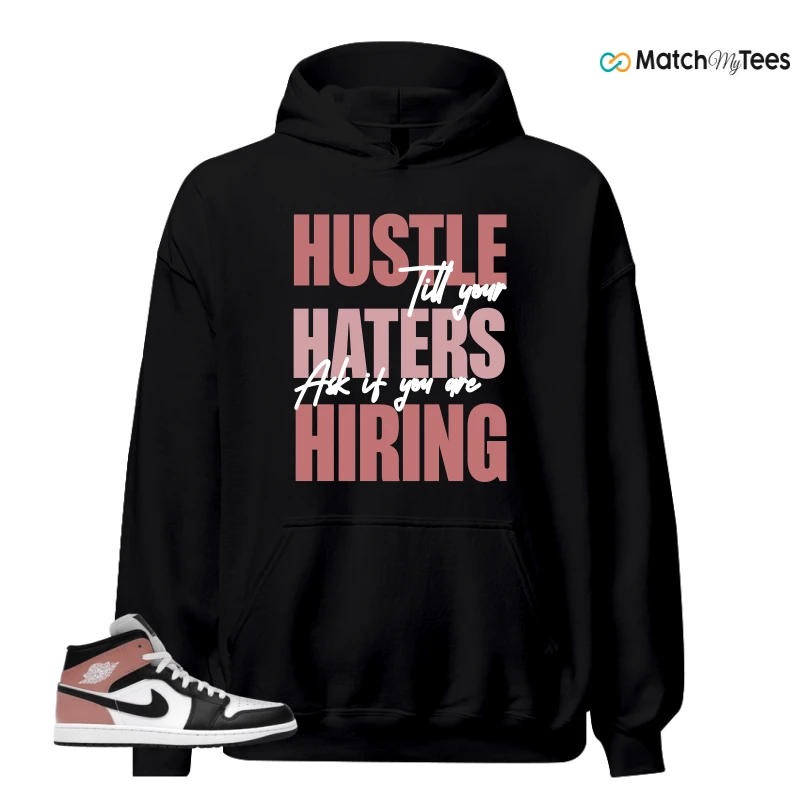 NIKE AIR JORDAN 1 MID WHITE RUST PINK BLACK SNEAKER Matching Tees hoodie