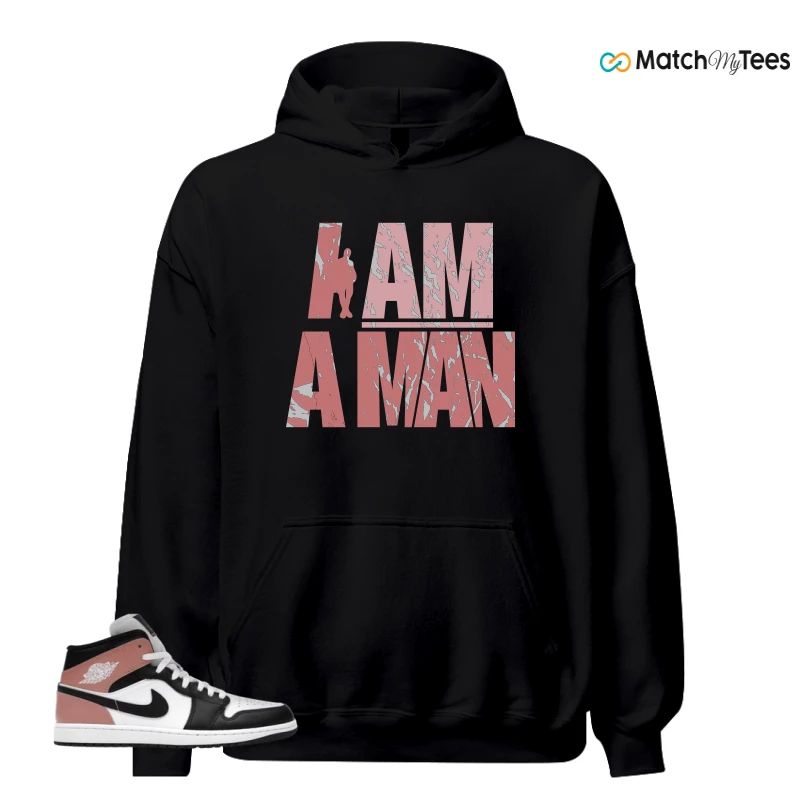 NIKE AIR JORDAN 1 MID WHITE RUST PINK BLACK SNEAKER Matching Tees hoodie