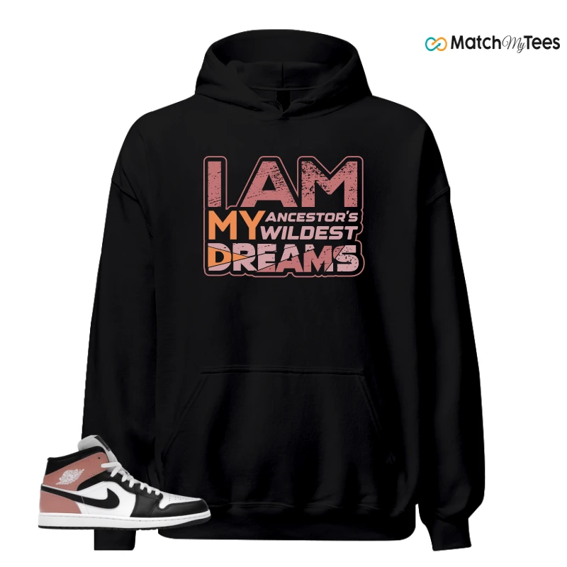 NIKE AIR JORDAN 1 MID WHITE RUST PINK BLACK SNEAKER Matching Tees hoodie