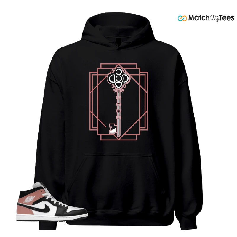 NIKE AIR JORDAN 1 MID WHITE RUST PINK BLACK SNEAKER Matching Tees hoodie