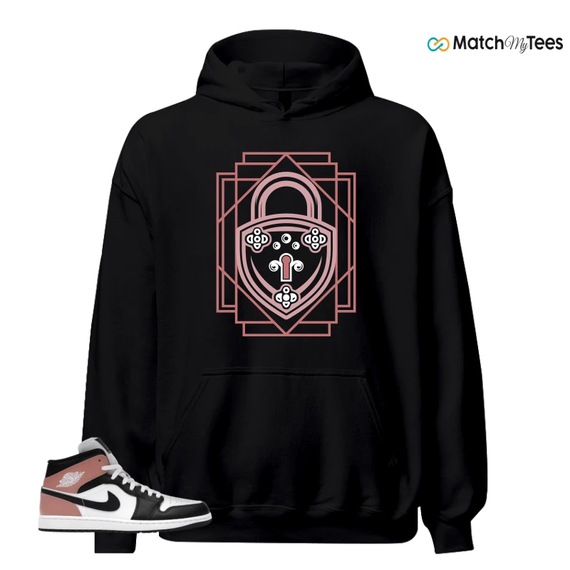 NIKE AIR JORDAN 1 MID WHITE RUST PINK BLACK SNEAKER Matching Tees hoodie