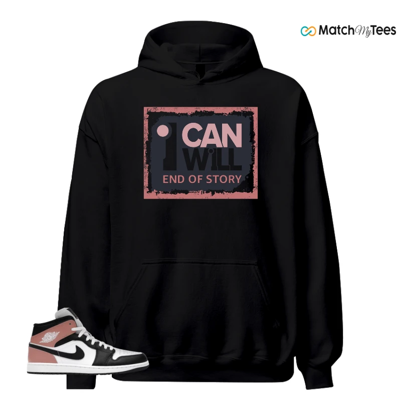 NIKE AIR JORDAN 1 MID WHITE RUST PINK BLACK SNEAKER Matching Tees hoodie