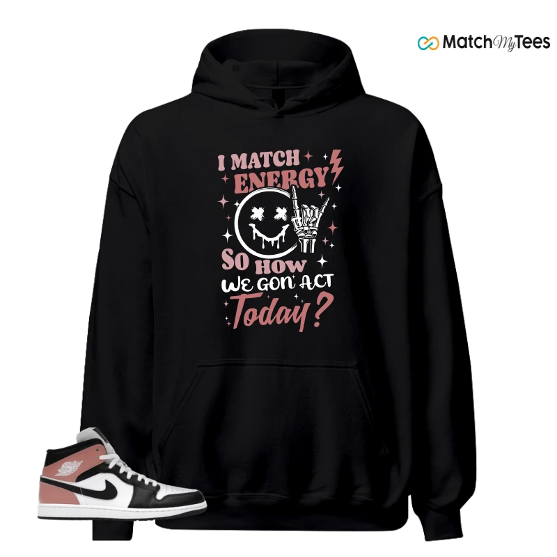 NIKE AIR JORDAN 1 MID WHITE RUST PINK BLACK SNEAKER Matching Tees hoodie