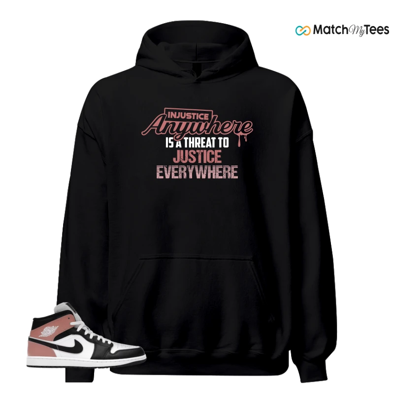 NIKE AIR JORDAN 1 MID WHITE RUST PINK BLACK SNEAKER Matching Tees hoodie