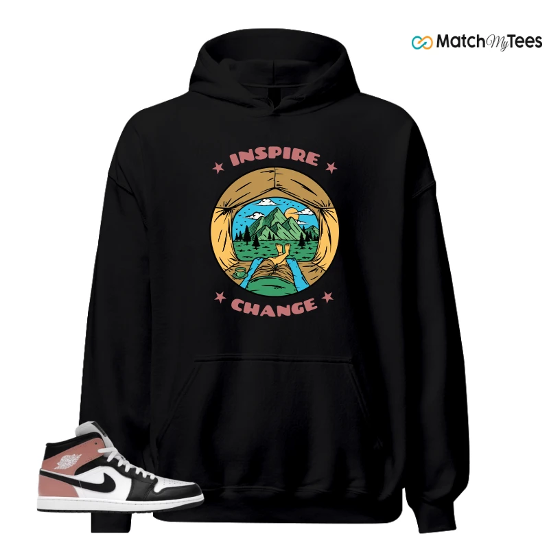 NIKE AIR JORDAN 1 MID WHITE RUST PINK BLACK SNEAKER Matching Tees hoodie