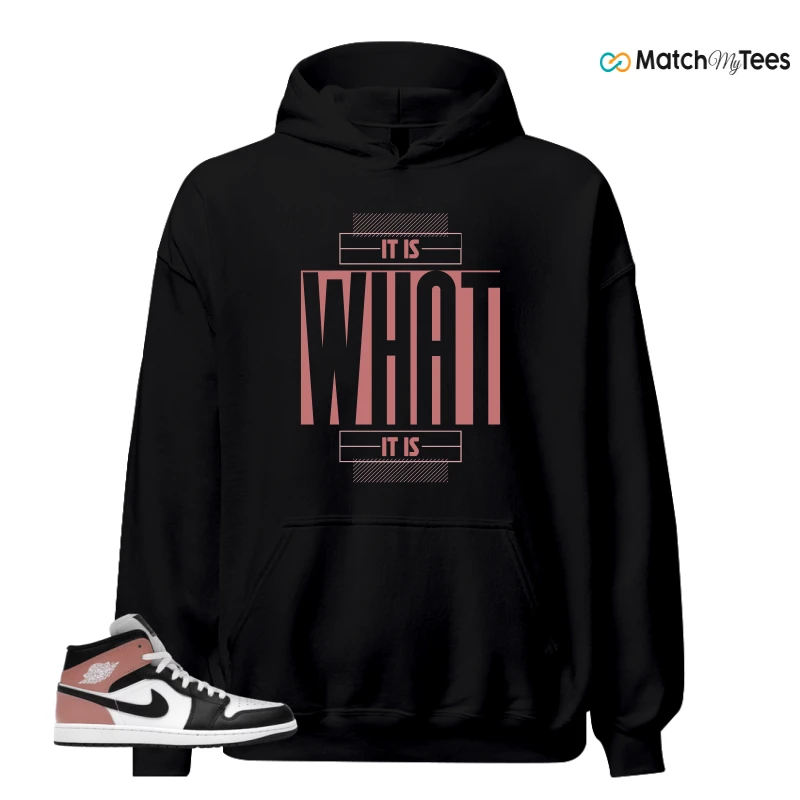 NIKE AIR JORDAN 1 MID WHITE RUST PINK BLACK SNEAKER Matching Tees hoodie
