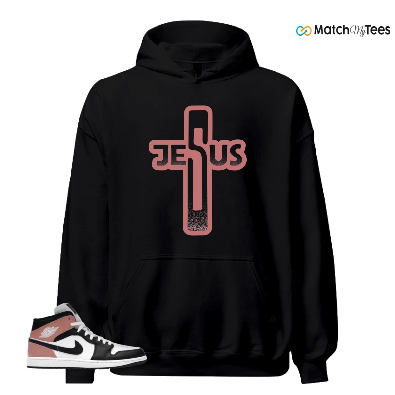 NIKE AIR JORDAN 1 MID WHITE RUST PINK BLACK SNEAKER Matching Tees hoodie