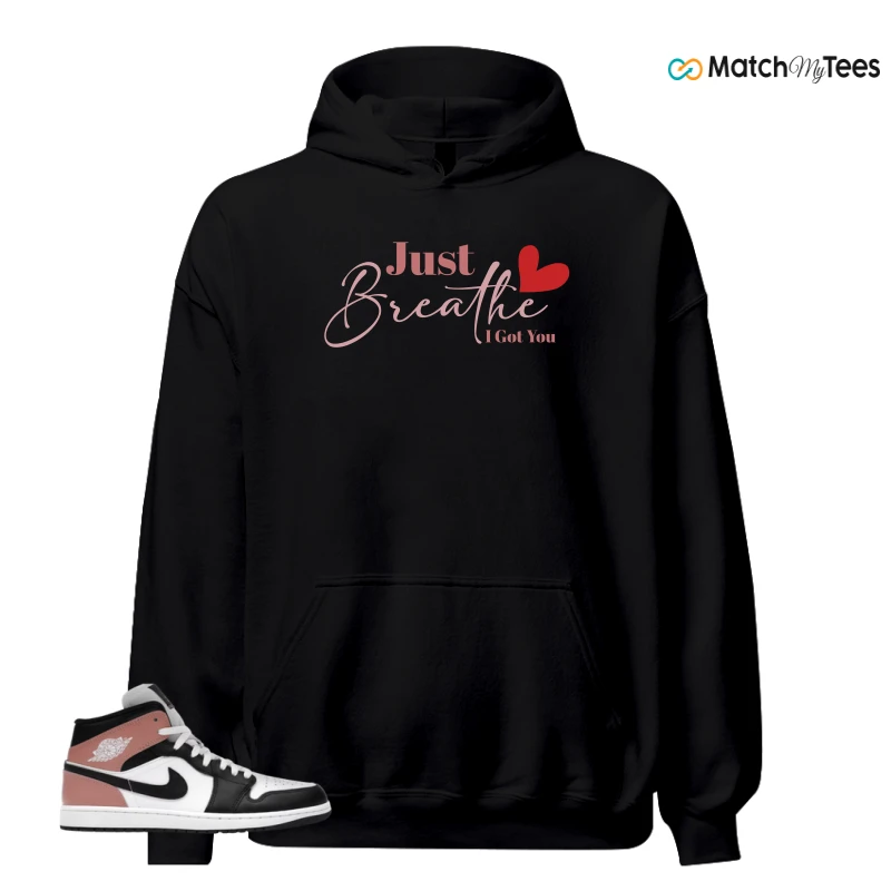 NIKE AIR JORDAN 1 MID WHITE RUST PINK BLACK SNEAKER Matching Tees hoodie