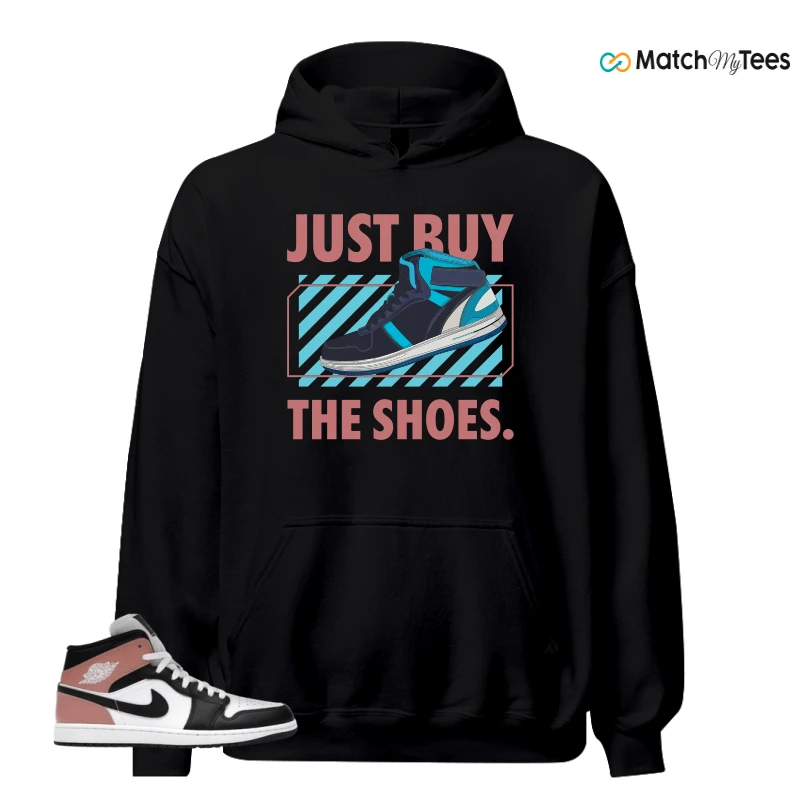 NIKE AIR JORDAN 1 MID WHITE RUST PINK BLACK SNEAKER Matching Tees hoodie