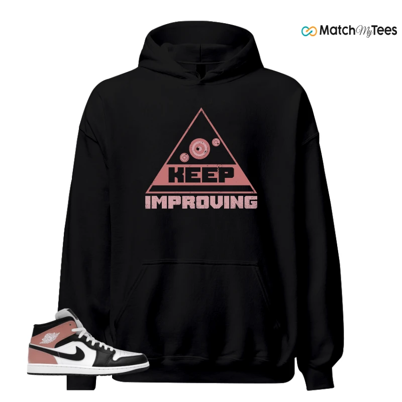 NIKE AIR JORDAN 1 MID WHITE RUST PINK BLACK SNEAKER Matching Tees hoodie