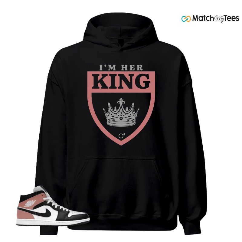 NIKE AIR JORDAN 1 MID WHITE RUST PINK BLACK SNEAKER Matching Tees hoodie