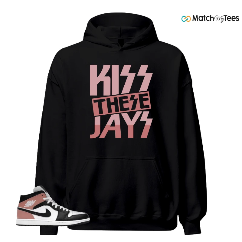NIKE AIR JORDAN 1 MID WHITE RUST PINK BLACK SNEAKER Matching Tees hoodie