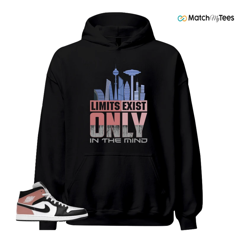 NIKE AIR JORDAN 1 MID WHITE RUST PINK BLACK SNEAKER Matching Tees hoodie