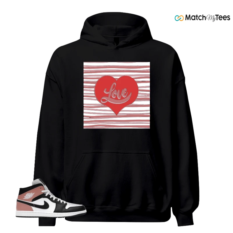NIKE AIR JORDAN 1 MID WHITE RUST PINK BLACK SNEAKER Matching Tees hoodie